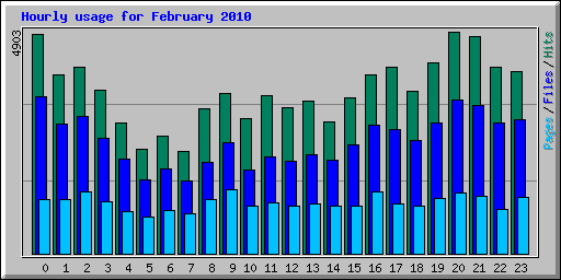 Hourly usage for February 2010